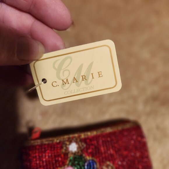 Vintage NWT Beaded Holiday Coin Purse With Christmas Tree Design By C. Marie Col - Picture 2 of 3